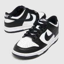 Kids Youth White & Black Nike Dunk Low Trainers